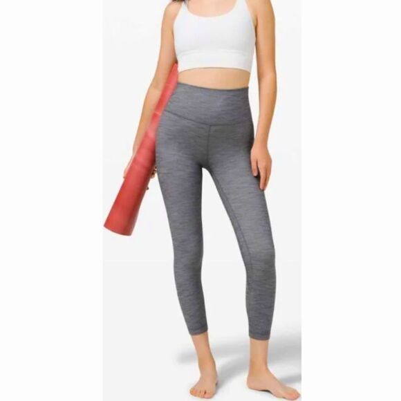 Lululemon Athletica Crop 21” Mini Grey Heathered Herringbone Size 2 - Picture 1 of 14